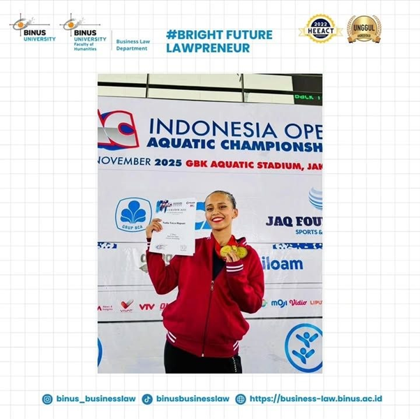 Mahasiswa Business Law BINUS Sabet Tiga Gelar Juara di Indonesia Open Championship Akuatik 2025
