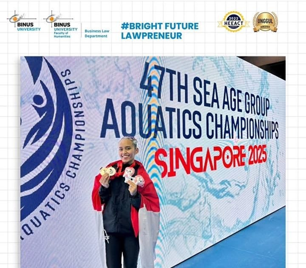 Mahasiswa Business Law BINUS Torehkan Prestasi Internasional di The 47th SEA Age Group Aquatics Championships 2025