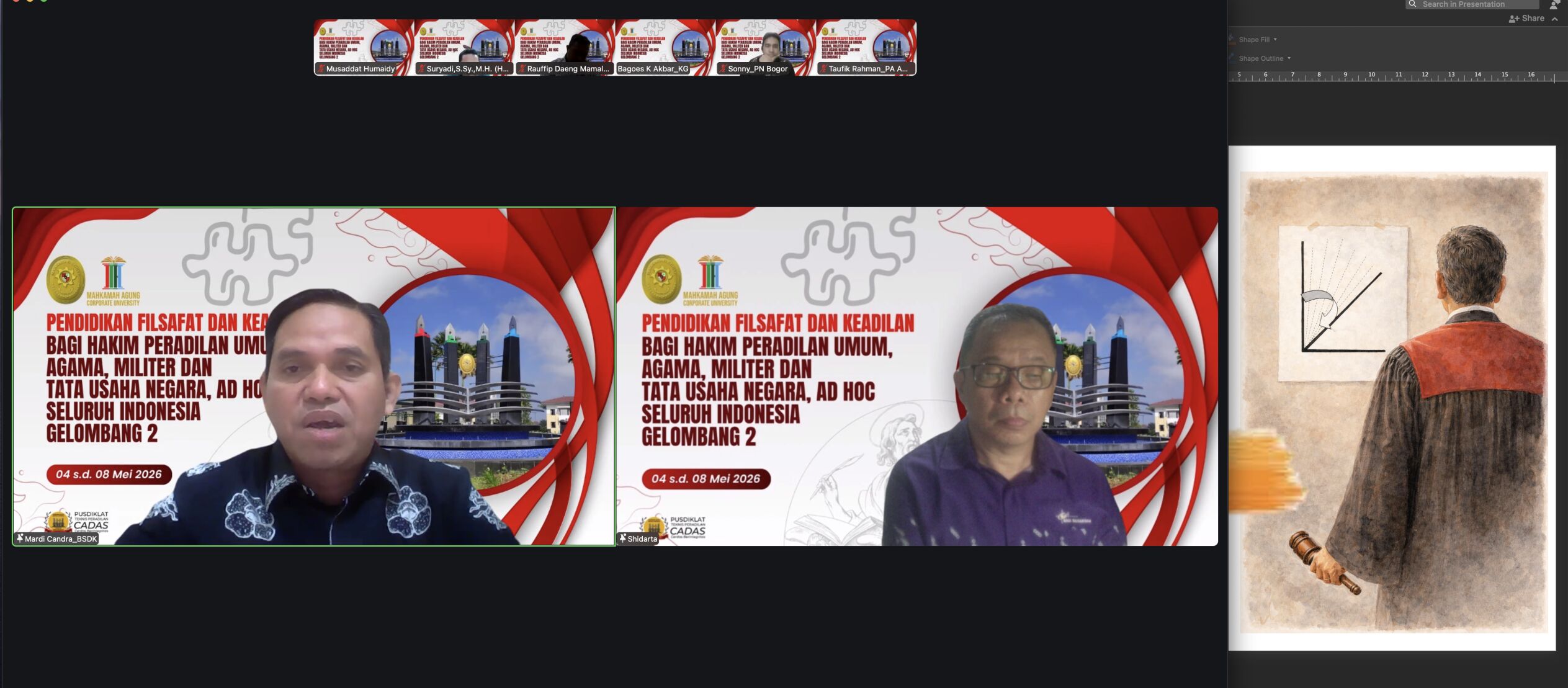 PENDIDIKAN FILSAFAT DAN KEADILAN GELOMBANG II BAGI HAKIM SE-INDONESIA