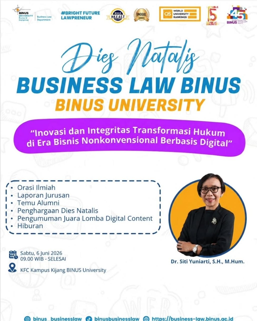 MOMEN KEBERSAMAAN DAN SUKACITA WARNAI DIES NATALIS KE-15 BUSINESS LAW BINUS