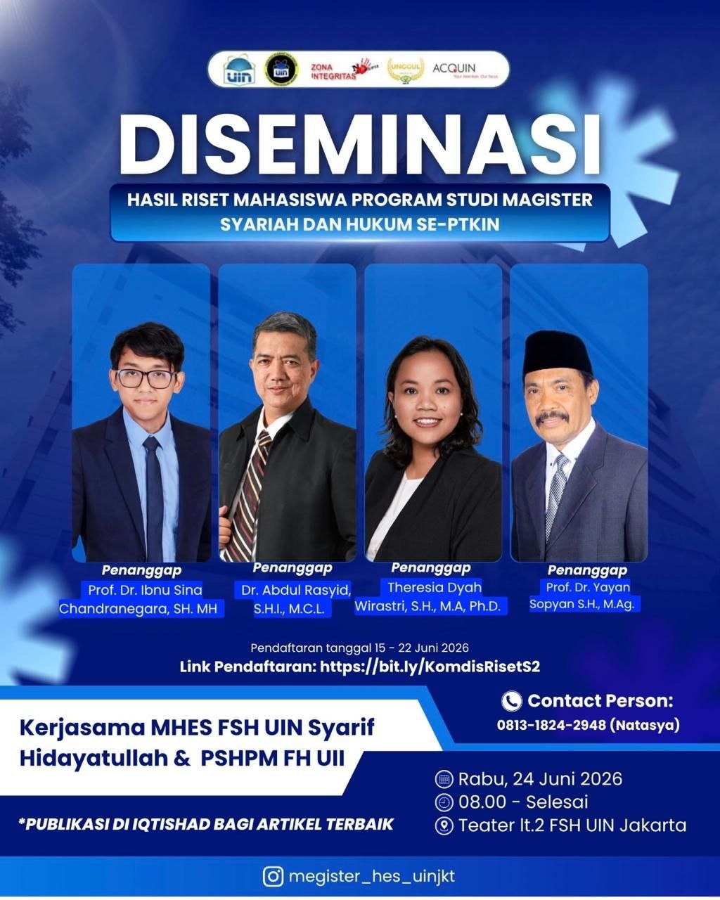 DOSEN BUSINESS LAW BINUS JADI PENANGGAP DISEMINASI RISET MAHASISWA MAGISTER HUKUM SE-PTKIN