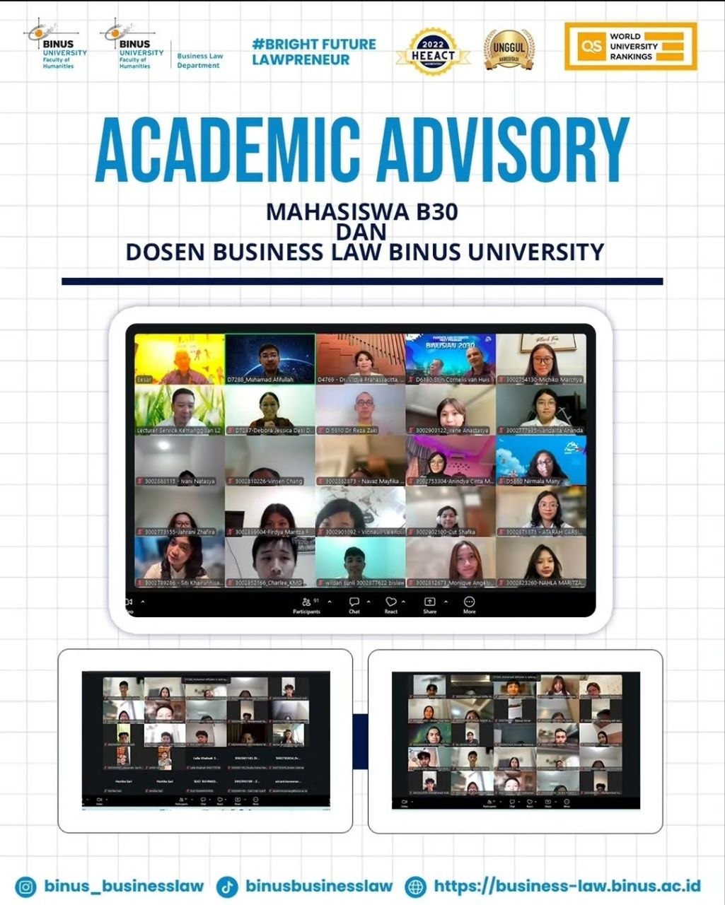 ACADEMIC ADVISORY MAHASISWA BUSINESS LAW B30