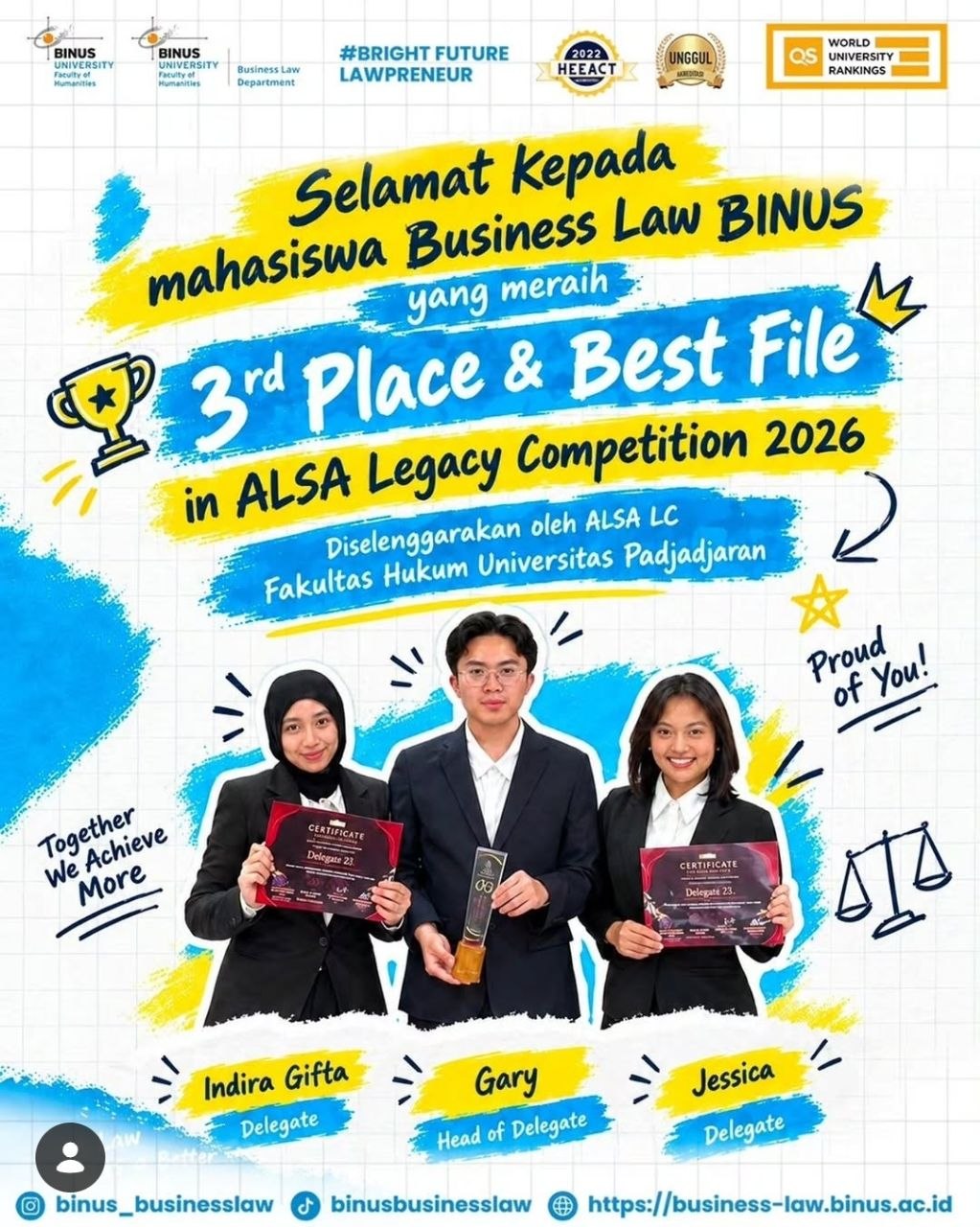 RAIH JUARA 3 DAN BEST FILE DI AJANG ALSA LEGACY COMPETITION 2026